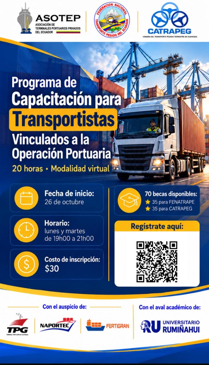 FENATRAPE en coordinacion con ASOTEP informan del Programa de Capacitacion para Transportistas, vinculados a la Operacion Portuaria